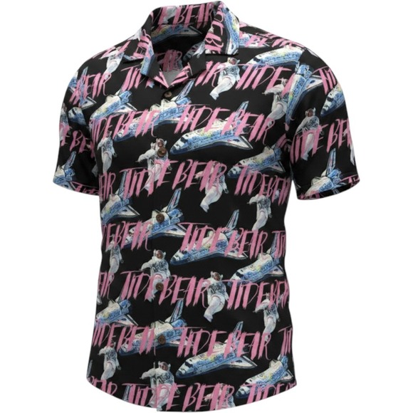 Gloomy Bear Other - Gloomy Bear Mens Large Short Sleeve Button Up Tide Bear Space Shuttle Shirt
